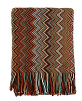 Battilo Lifestyle Colorful Chevron Bohemian Knit Throw, 51" x 80"