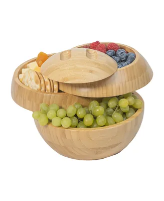 Tappas Bamboo Tiered Serving Container and Tray