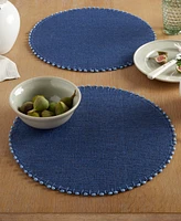 Martha Stewart Woven Water Resistant Lindos Placemat Set of 6, 15" Round