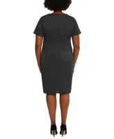 London Times Plus Bow-Neck Sheath Dress