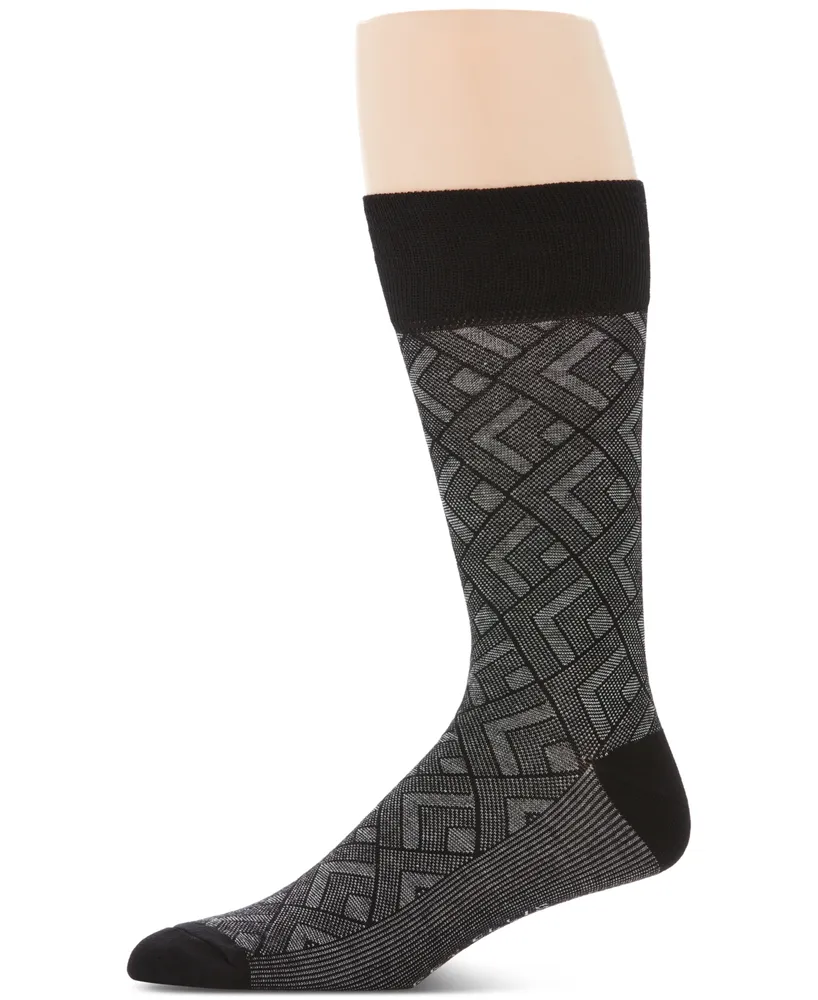 Perry Ellis Portfolio Men's Modern Diamond-Pattern Crew Casual Dress Socks