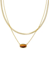 Kendra Scott 14k Gold-Plated Drusy Stone & Herringbone Chain Layered Pendant Necklace, 16" + 3" extender