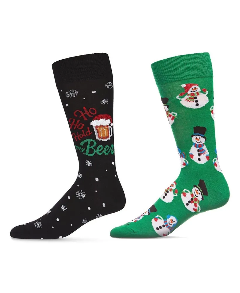 MeMoi Men's Christmas Holiday Pair Novelty Socks, Pack of 2