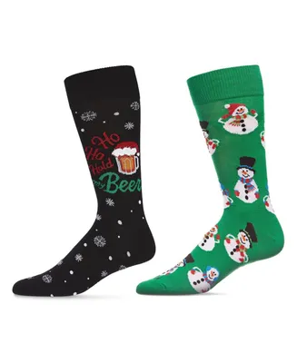 MeMoi Men's Christmas Holiday Pair Novelty Socks, Pack of 2