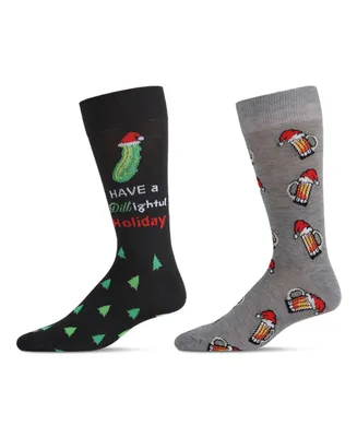 MeMoi Men's Christmas Holiday Pair Novelty Socks, Pack of 2