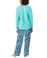 Cuddl Duds Women's 2-Pc. Fleece Long-Sleeve Printed Pajamas Set