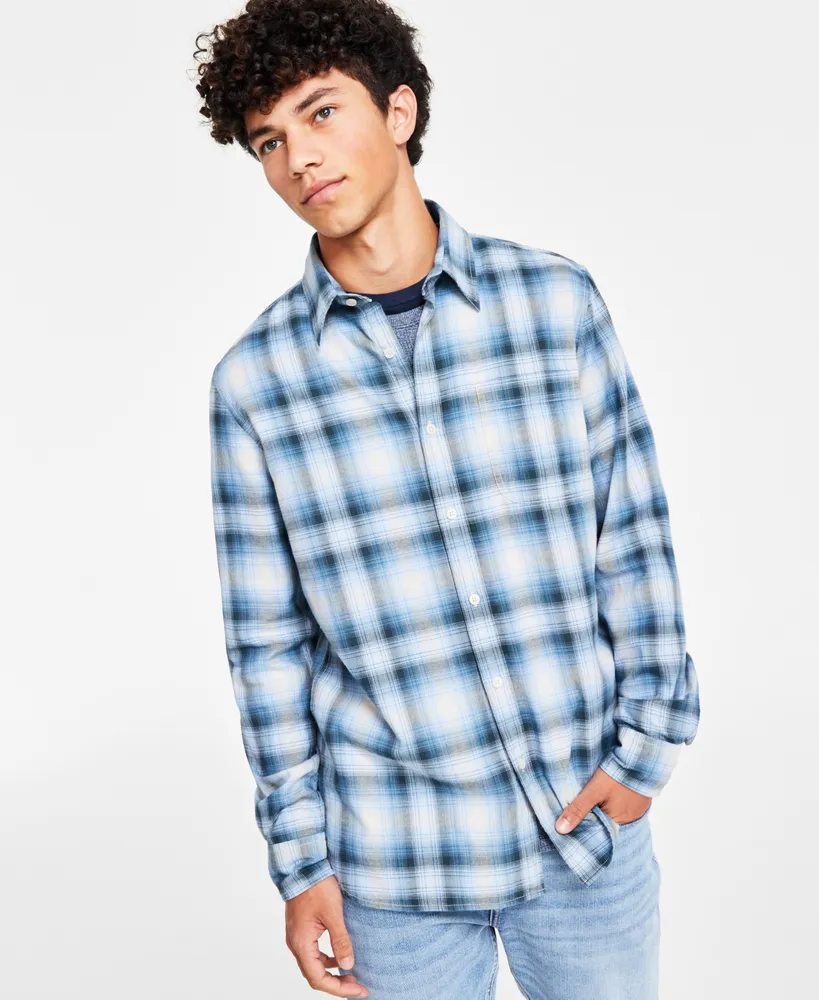 Sun + Stone Men's Davis Regular-Fit Plaid Button-Down Shirt, Created for Macy's