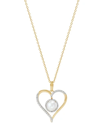 Birthstone Gemstone & Diamond Accent Heart 18" Pendant Necklace 14k Gold-Plated Sterling Silver