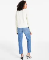 Calvin Klein Jeans Womens Crewneck Long Sleeve Lurex Sweater Straight Leg Ankle Jeans