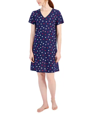 Charter Club Women's Cotton Printed Lace-Trim Nightgown, Created for Macy's