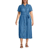 Lands' End Plus Indigo Tencel Fiber Midi Dress