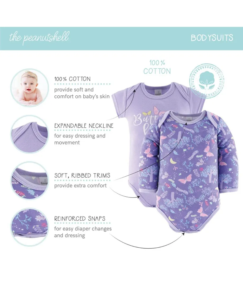 The Peanutshell Baby Girls Newborn Layette Gift Set Purple Pink Butterfly, 30 Essential Pieces,