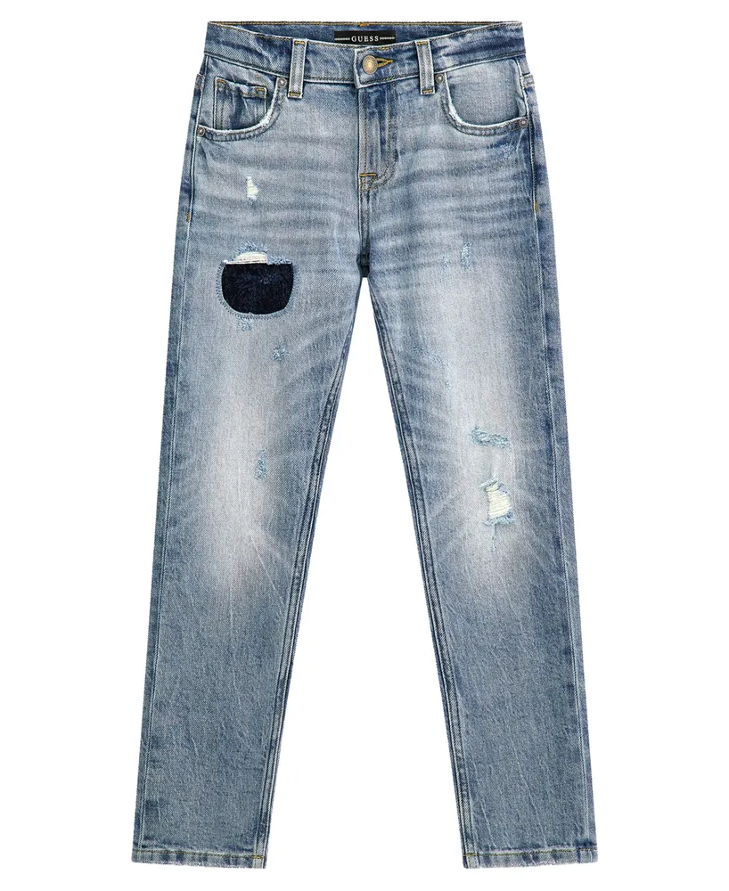 Guess Big Boys Stretch Denim Distressed 5 Pocket Slim Jeans