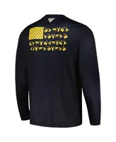 Men's Columbia Navy Michigan Wolverines Terminal Shot Omni-Shade Long Sleeve T-shirt