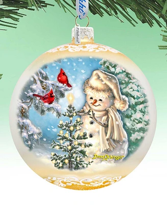 Designocracy Glowing Snowman Large Mercury Glass Collectible Ornaments D. Gelsinger