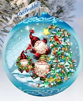 Designocracy Reaching High Dwarfs Lg Glass Christmas Collectible Ornaments D. Gelsinger