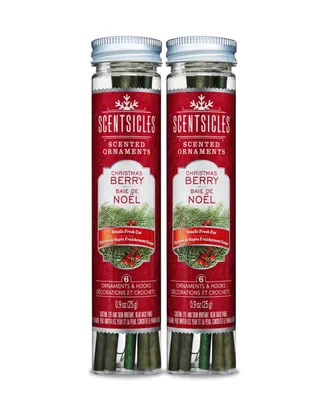 National Tree Company Scentsicles, Scented Ornaments, 6 Count Bottles, Christmas Berry, Fragrance-Infused Paper Sticks, 2 Pack Set
