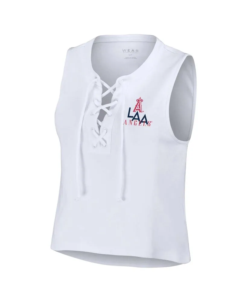 Women's Wear by Erin Andrews White Los Angeles Angels Lace-Up Tank Top