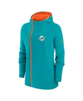 Women's Nike Aqua Miami Dolphins Asymmetrical Raglan Full-Zip Hoodie