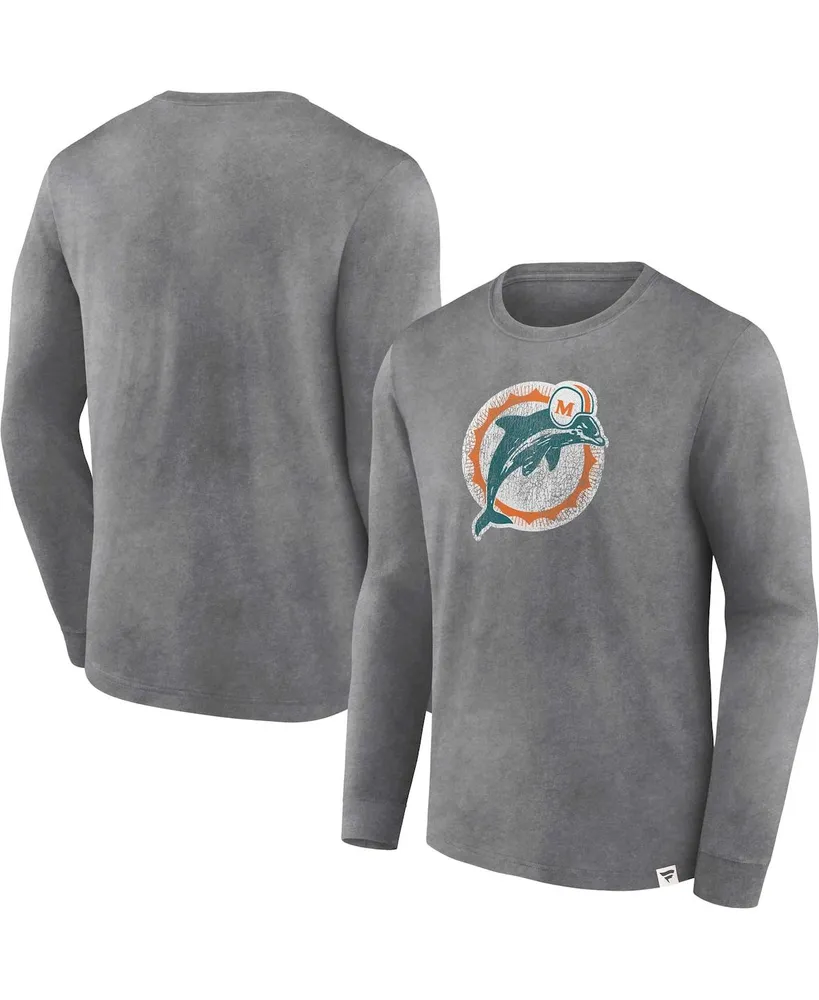 Men's '47 Heathered Gray Miami Dolphins Dozer Franklin Long Sleeve T-Shirt