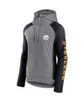 Women's Fanatics Heather Gray, Black Pittsburgh Steelers Blind Side Raglan Full-Zip Hoodie