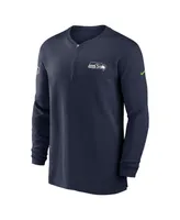 Men's Nike College Navy Seattle Seahawks 2023 Sideline Performance Long Sleeve Quarter-Zip Top