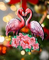 Designocracy Holiday Wooden Ornaments Flamingos Love Home Decor G. DeBrekht