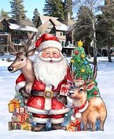 Designocracy Santa with Reindeers 32" Outdoor Christmas Lawn Decor G. DeBrekht