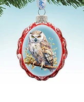 Designocracy Owl Keepsake Christmas Mercury Glass Ornaments G. DeBrekht