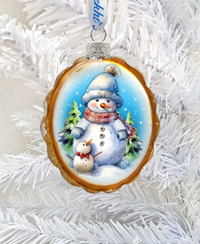 Designocracy Snowman's Family Keepsake Christmas Mercury Glass Ornaments G. DeBrekht