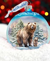 Designocracy A Love for All Seasons - Grizzly Bears Ball Holiday Glass Ornaments G. DeBrekht