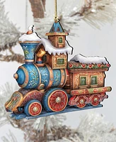 Designocracy Christmas Train Christmas Wooden Ornaments Holiday Decor G. DeBrekht