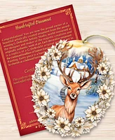 Designocracy Majestic Forest Deer Christmas Wooden Ornaments Holiday Decor G. DeBrekht