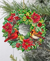 Designocracy Holiday Cardinal Garland Wreath Christmas Wooden Ornaments G. DeBrekht