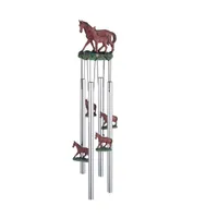 23" Long Round Top Brown Horse with Foal Wind Chime