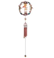 30" Long Hummingbird Copper and Gem Wind Chime in Globe Shaped
