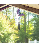 32" Long Pink Butterfly Wind Chime with Black Gem