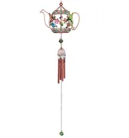 Fc Design 33" Long Hummingbird Copper and Gem Wind Chime in Teapot Shaped Home Decor Perfect Gift for House Warming, Holidays and Birthdays