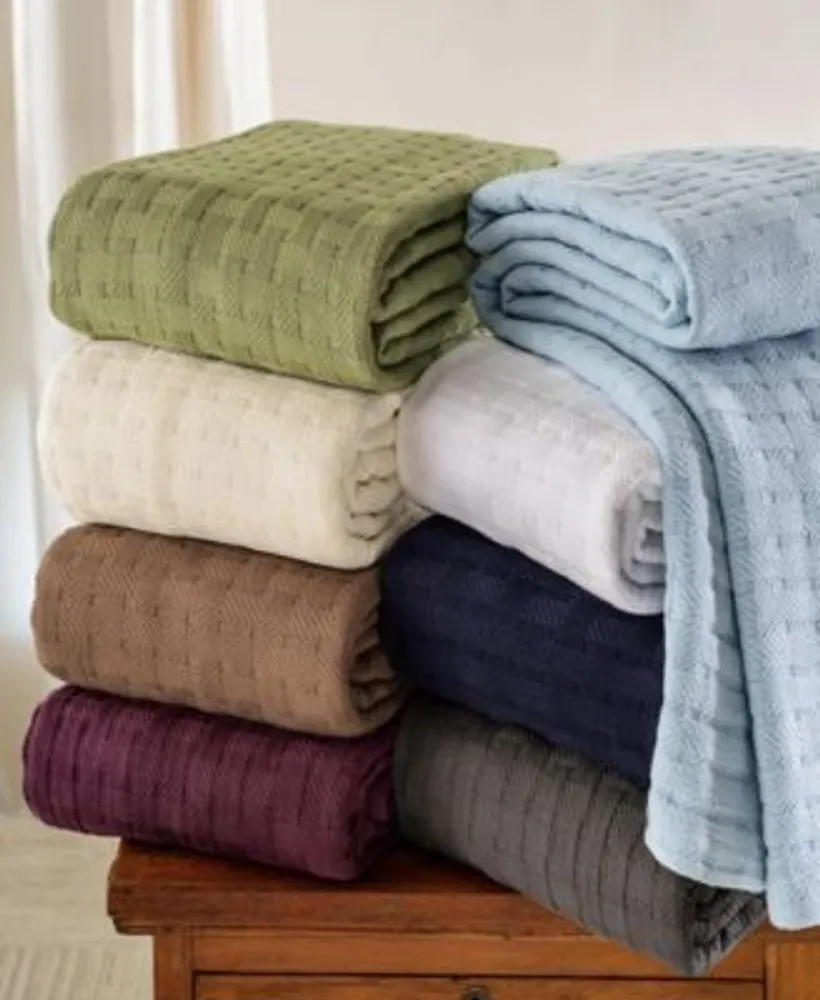 Superior Basket Weave All Season Cotton Blanket Collection