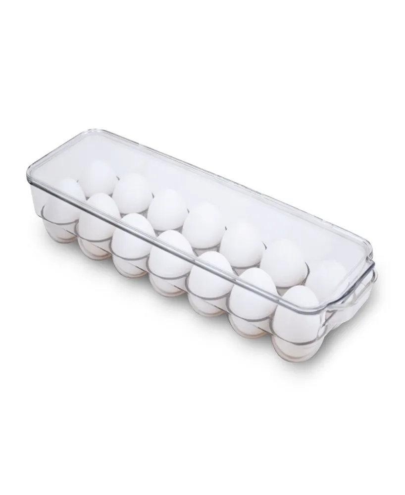 Smart Design Stackable Refrigerator Egg Holder Bin with Handle and Lid, 14.65" x 3.25"