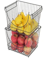 Smart Design Set of 6 Large Stacking Baskets with Handles, 12.5" x 8.5"