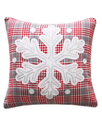 Levtex Winterland Plaid Snowflake Decorative Pillow, 18" x 18"