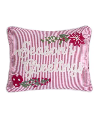 Levtex Sleigh Bells Embroidered Decorative Pillow, 14" x 18"