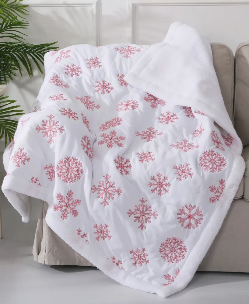 Levtex Snowflake Reversible Sherpa Quilted Throw, 50" x 60"