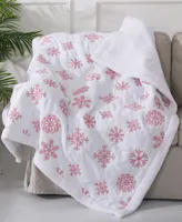 Levtex Snowflake Reversible Sherpa Quilted Throw, 50" x 60"