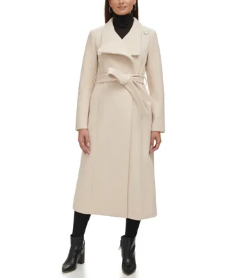 Kenneth Cole Women's Belted Maxi Wool Coat with Fenced Collar