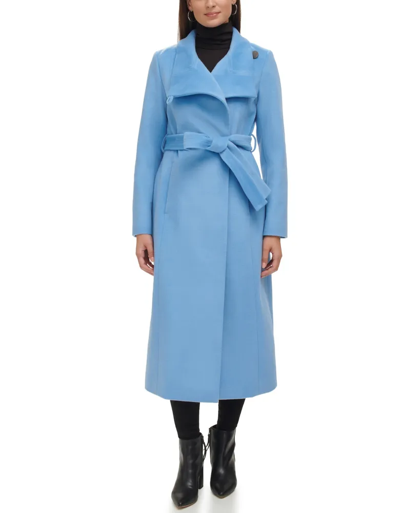 Kenneth Cole Women's Belted Maxi Wool Coat with Fenced Collar