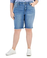 Style & Co Plus Denim Raw-Edge Bermuda Shorts, Created for Macy's