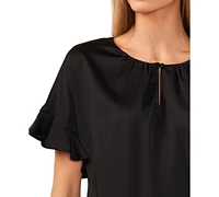 CeCe Women's Short-Sleeve Flutter Blouse