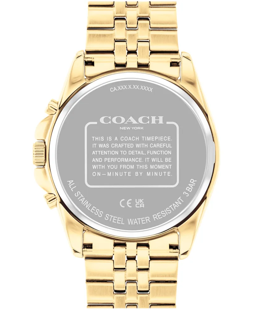 Coach Men's Greyson Gold-Tone Stainless Steel Bracelet Watch 43mm